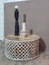 Bristol Indian Solid Wood Hand Carved Round Coffee Table White 80x80x40 cm